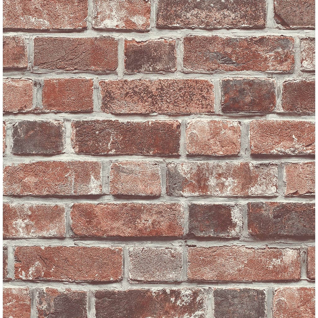 Seabrook Designs Distressed Red Brick Prepasted Wallpaper - 20.5 in. W x 33 ft. L
