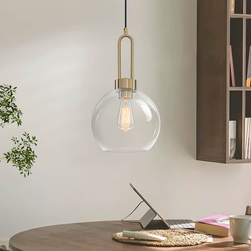Starsky 1-Light Single Globe Clear Glass Pendant - Gold