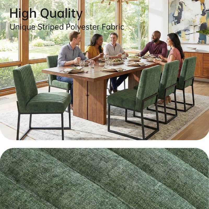 Mid Century Modern Dining Chair with Black Metal Legs