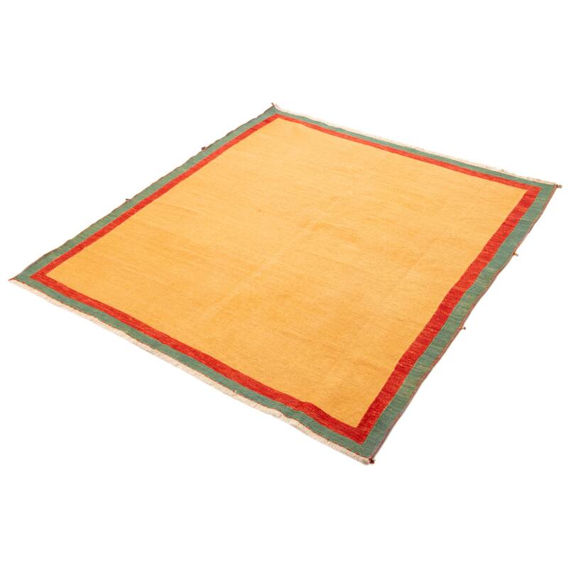 ECARPETGALLERY Flat-Weave Kashkuli Light Orange Wool Tapestry Kilim - 6'5 x 7'6