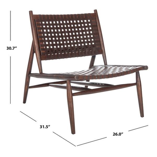 dimension image slide 2 of 5, SAFAVIEH Soleil Squared Leather Woven Accent Chair - 26" W x 31.5" L x 30.7" H