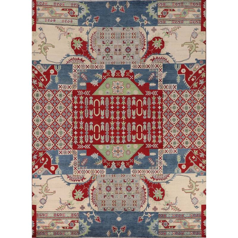 Traditional Kazak Oriental Area Rug Hand-Knotted Wool Carpet - 8'3" x 9'11"