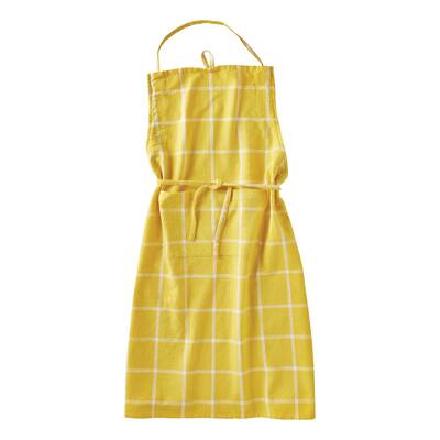 Classic Check Slub Bib Apron with Large Pocket and Waist Tie Yellow, One Size Fits Most, Machine Wash, Yellow