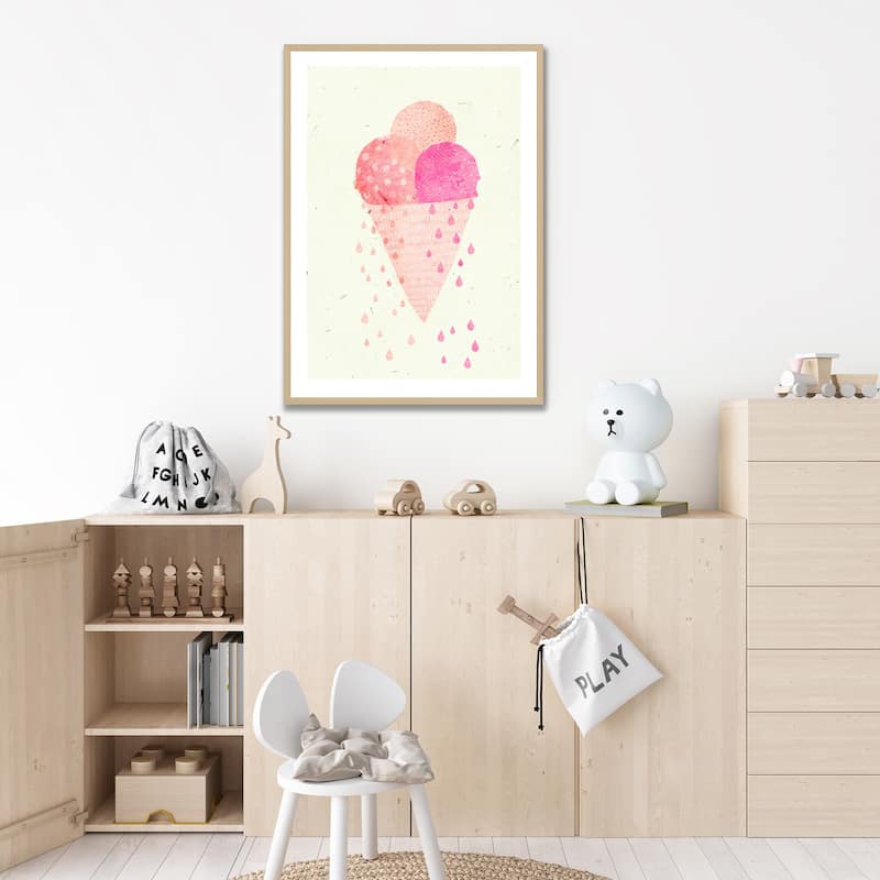 Kids Framed Art Print Yummy Ice by Treechild - Multi-Color