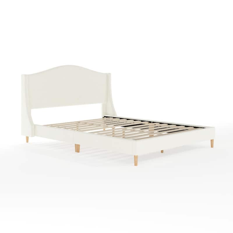 Martha Stewart Upholstered Platform Bed with Curved Headboard