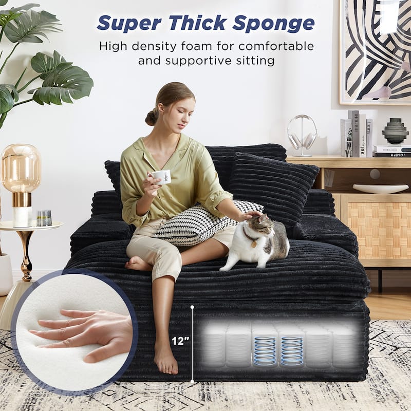 67" Upholstered Chaise Lounge Chair Sleeper Sofa Bed with Pillows, No Assembly Required