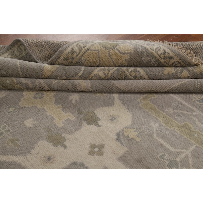 Transitional Gray Oushak Indian Area Rug Handmade Wool Carpet - 8'4" x 11'9"
