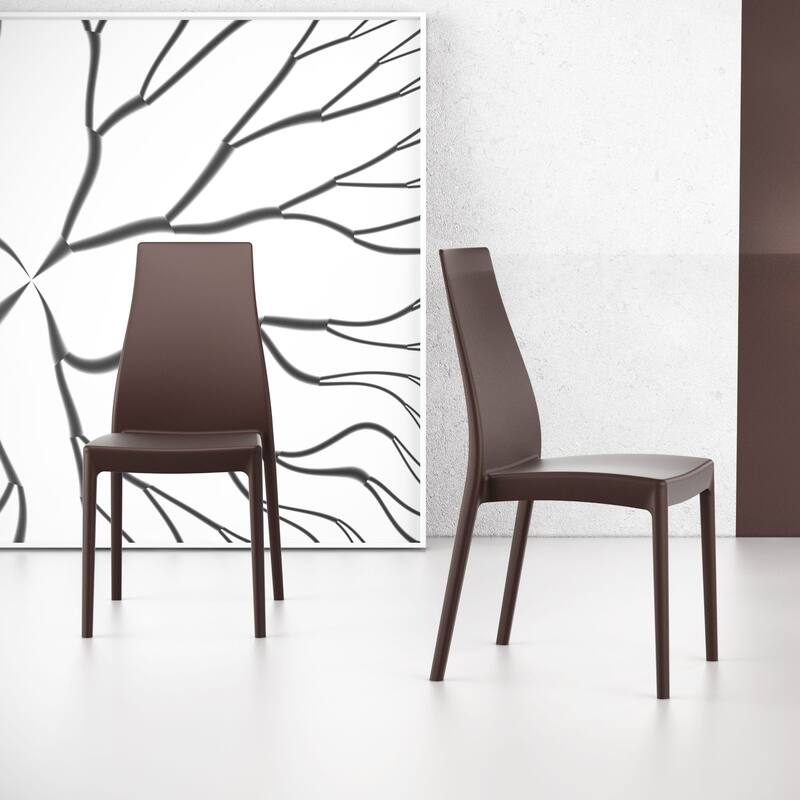 37" Brown Outdoor Patio Solid High Back Dining Chair