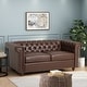 preview thumbnail 4 of 42, Brinkhaven Contemporary Button Tufted Loveseat with Nailhead Trim by Christopher Knight Home Faux Leather + Dark Brown + Espresso