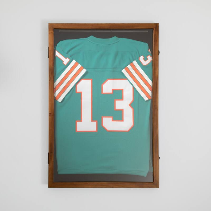 Wooden Jersey Display Case with Foam Board and Keyed Lock