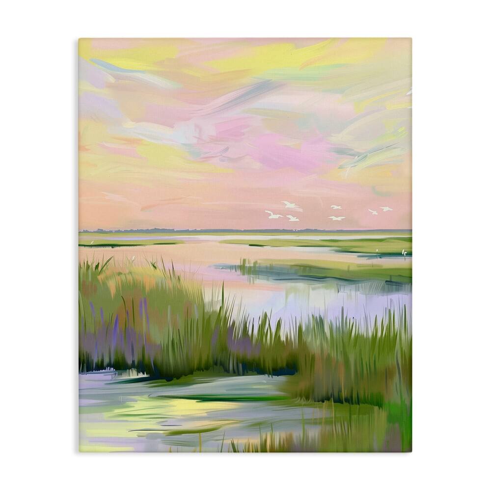 Stupell Soft Pink Marshland Sunrise Canvas Wall Art Design By Arlington Prints