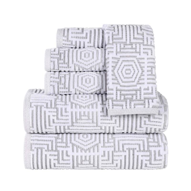 Superior Jasper Cotton Modern Jacquard Soft 6 Piece Bathroom Towel Set