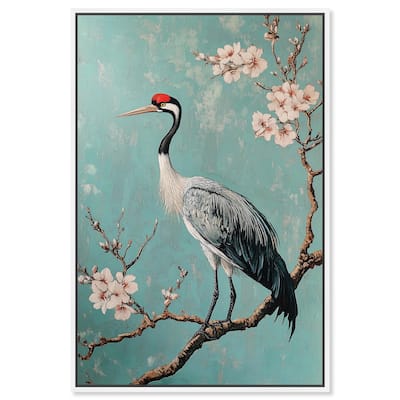 Crane in Blossom Canvas by Art Remedy