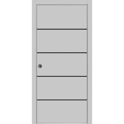 French Pocket Door 18x80 with Planum 0015 Grey Matte with Kit Trims Rail