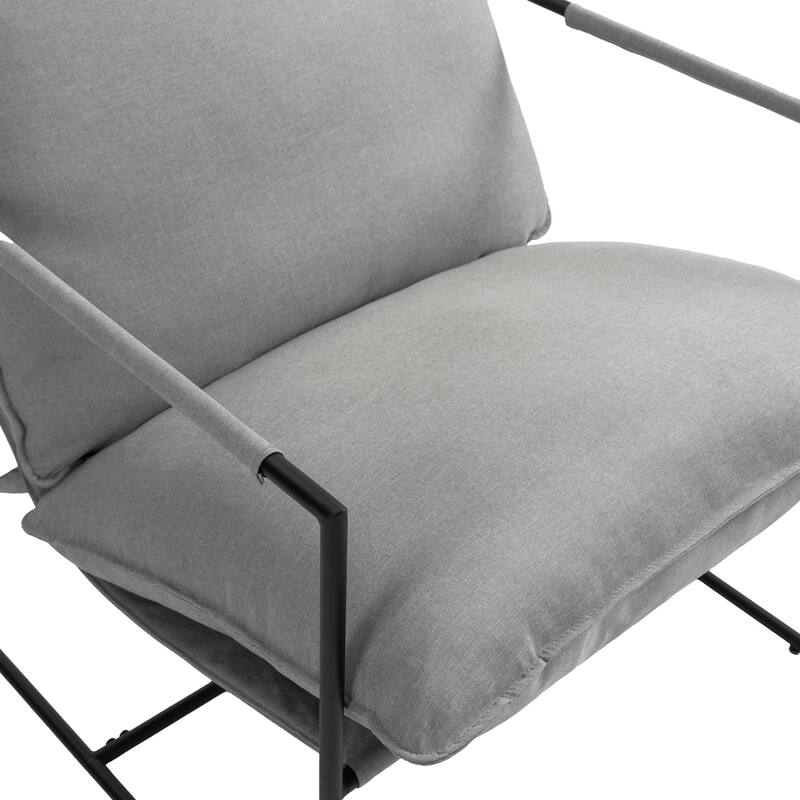 Modern Metal Frame Upholstered Sling Accent Armchair