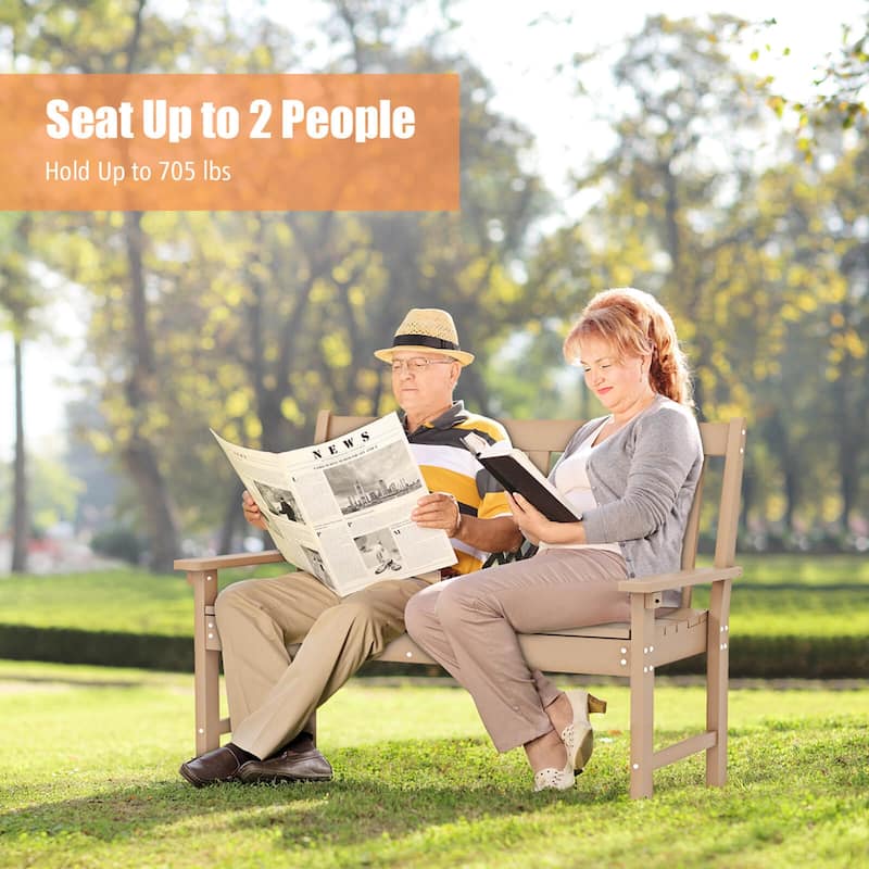 Costway Garden Bench All-Weather HDPE 2-Person Outdoor Bench for Front - See Details