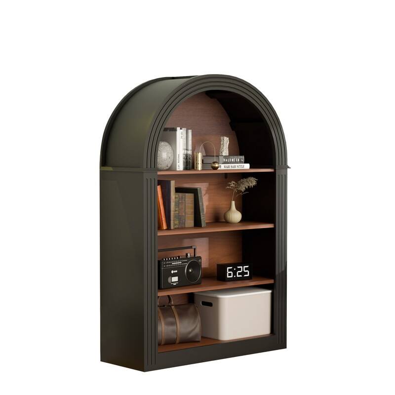 4-Tier 45.9" Tall Bookshelf, Wood Open Display Floor Arched Bookcase