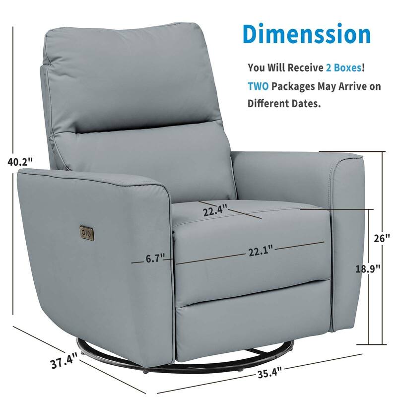 Power Recliner Chair Swivel Rocking Glider PU Leather Upholstered Glider Recliner Nursery Chair