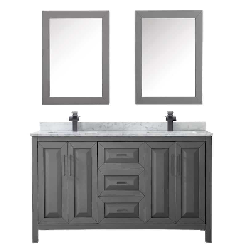 Wyndham Collection Daria 60" Free Standing Double Vanity Set with MDF