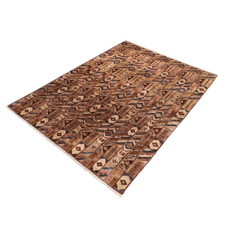 Rustica Mosaic Gabbeh Hand-Knotted Wool Area Rug