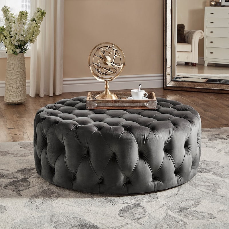 Knightsbridge Round Tufted Rolling Ottoman by iNSPIRE Q Artisan