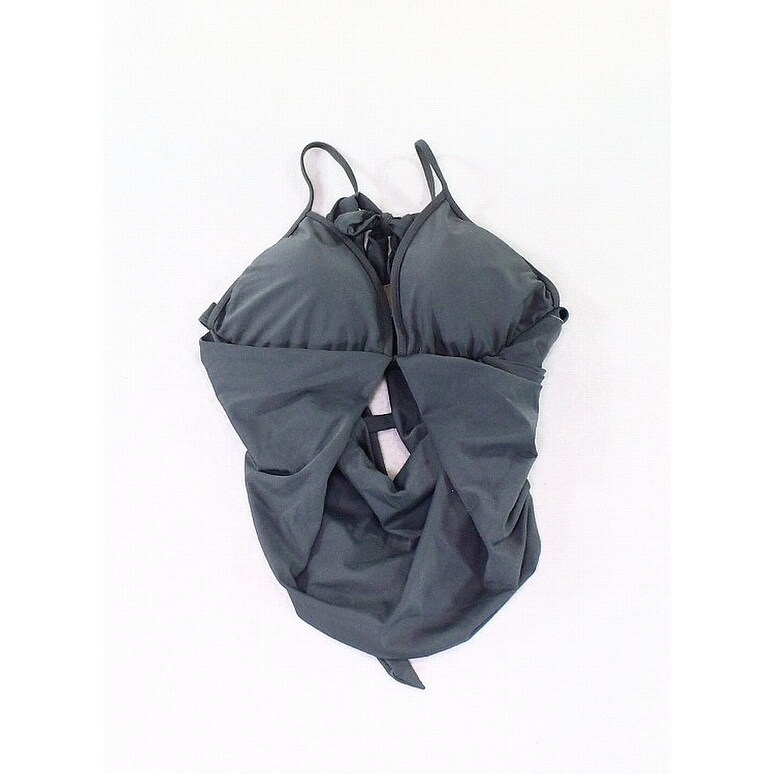 Shop Zeraca Asphalt Gray Womens Size 12 14 Cutout Swimwear Bikini Top Free Shipping On Orders Over 45 Overstock 26994491