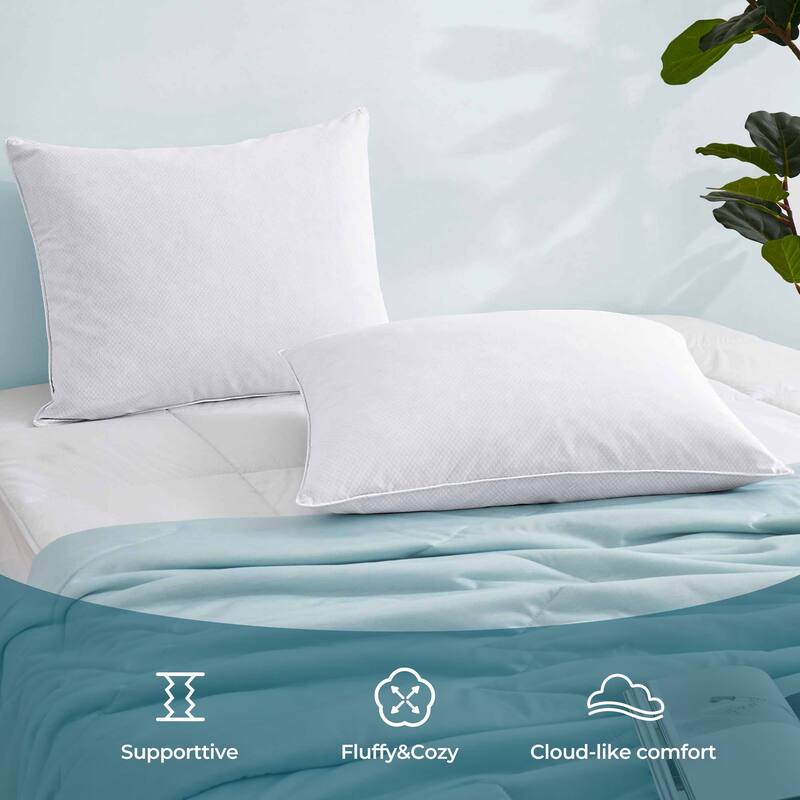 Peace Nest Pack of 2 PCM Goose Feather Pillows White Bed Bath