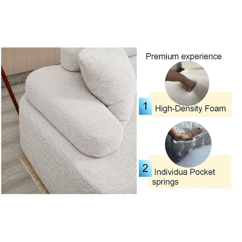 Frameless Sofa with Sponge Construction, ARC Armrests, No Assembly Required