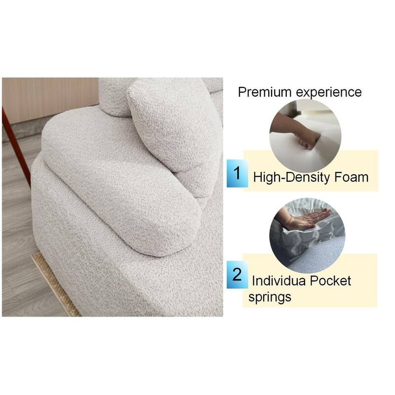 Indoor Foam Sleeper Sofa Bed with Double Backrest and Round Armrests for Living Room or Bedroom