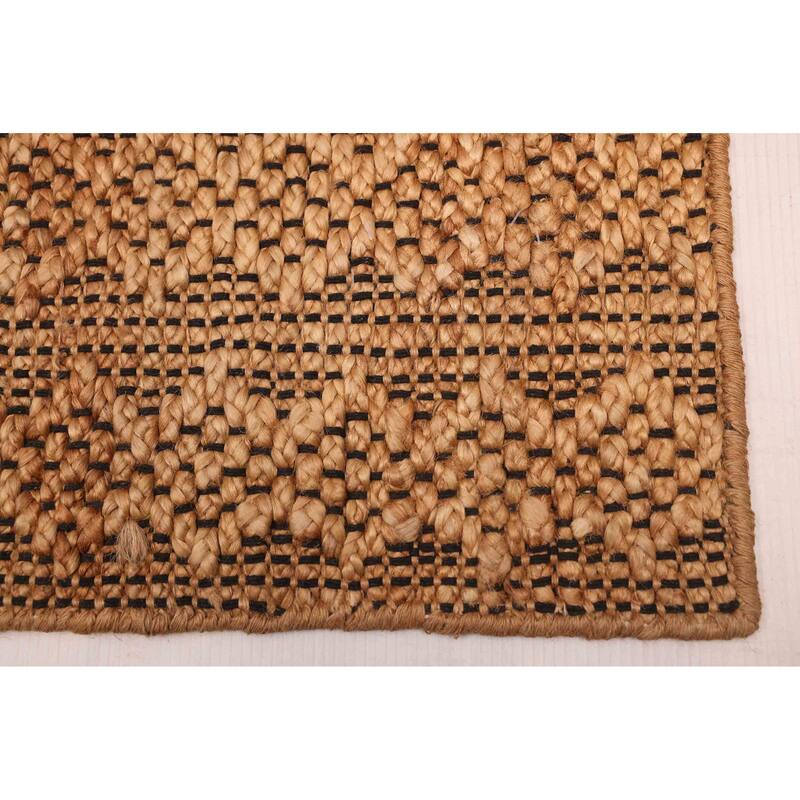 ECARPETGALLERY Braided Weave Palas Denizli Light Brown Jute Rug - 5'5 x 7'4