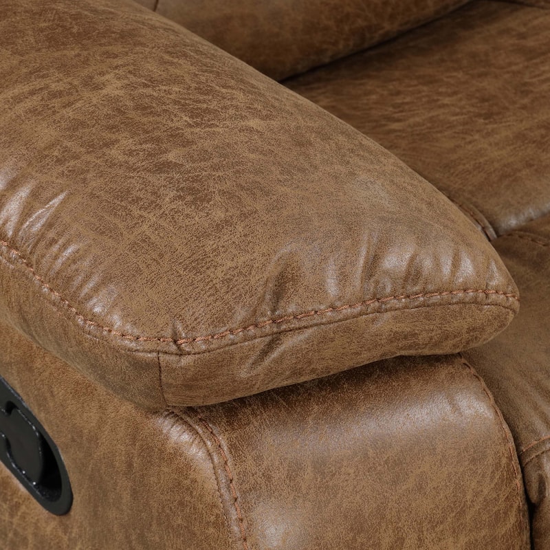Furniture of America Charlestly 2-Piece Brown Faux Leather Sectional and Recliner Set