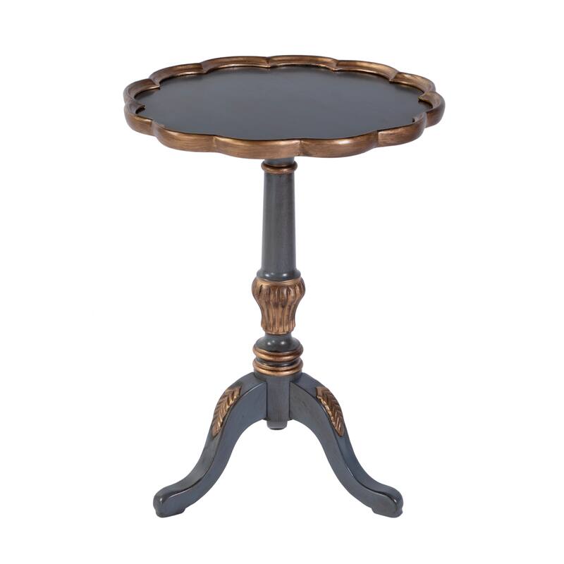 Dansby 20 in. W Round Wood Scalloped Edge Pedestal Side Table - Royal Pastel Blue