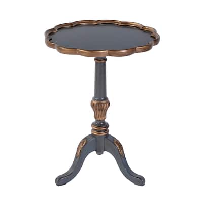 Dansby 20 in. W Round Wood Scalloped Edge Pedestal Side Table