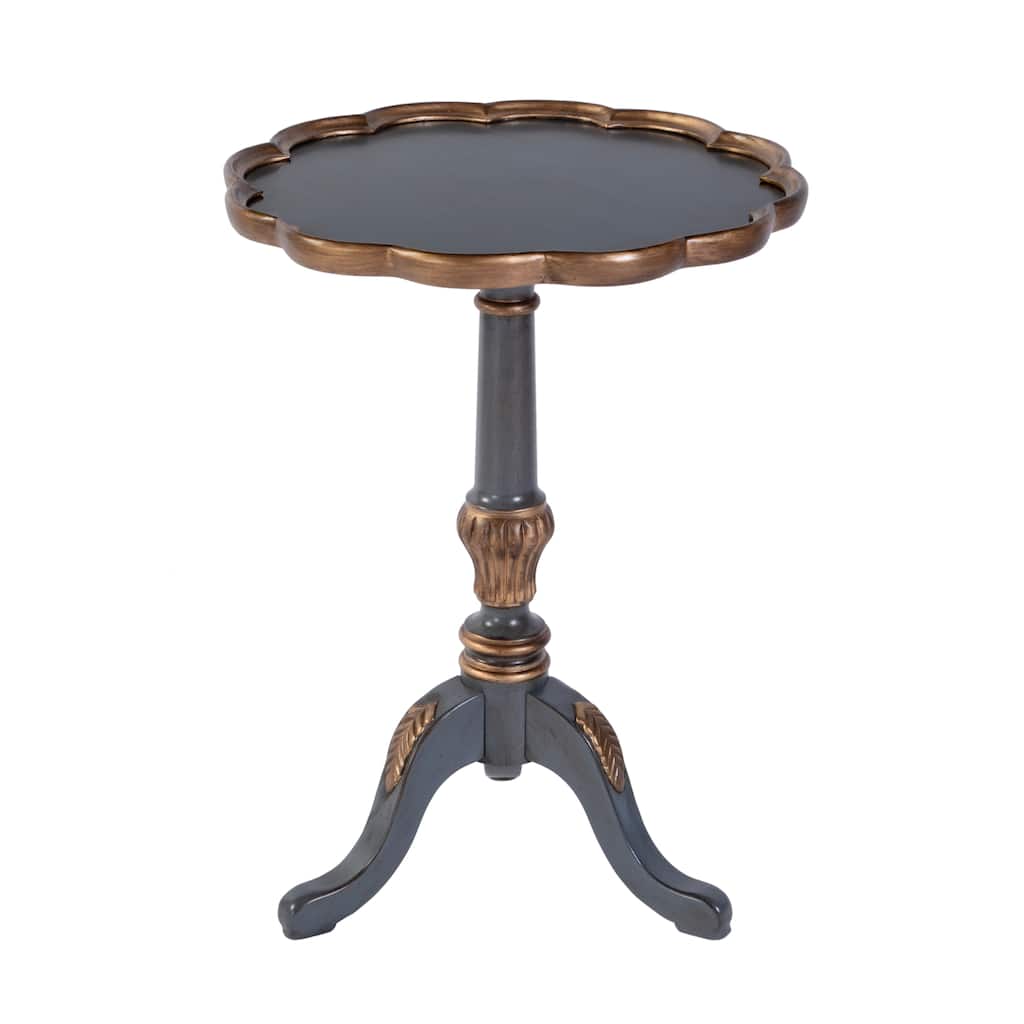 Dansby 20 in. W Round Wood Scalloped Edge Pedestal Side Table