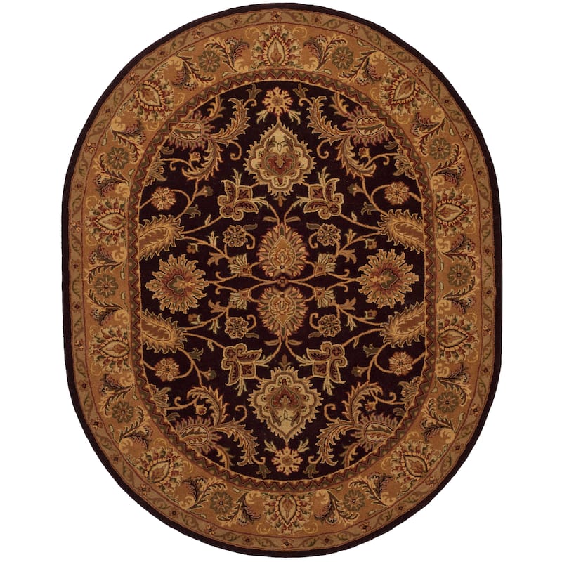 SAFAVIEH Handmade Classic Rukiye Traditional Oriental Wool Rug - 7'6" x 9'6" Oval - Dark Plum/Gold