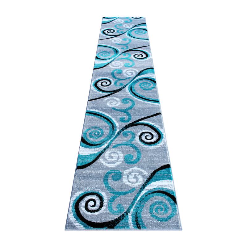 Modern Distressed Swirl Abstract Style Indoor Area Rug