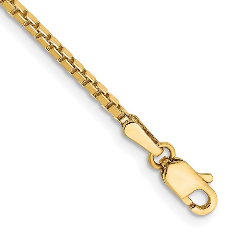 Curata 14k Yellow Gold Polished 1.5mm Box Chain Bracelet 7 Inch Lobster Claw