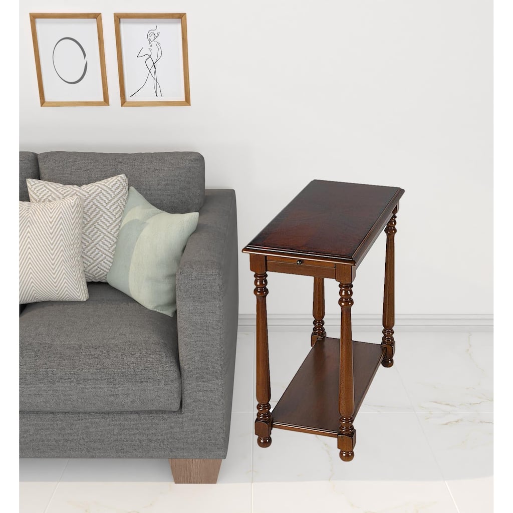 HomeRoots 24" Brown End Table With Shelf - 12' X '24.25' X '24