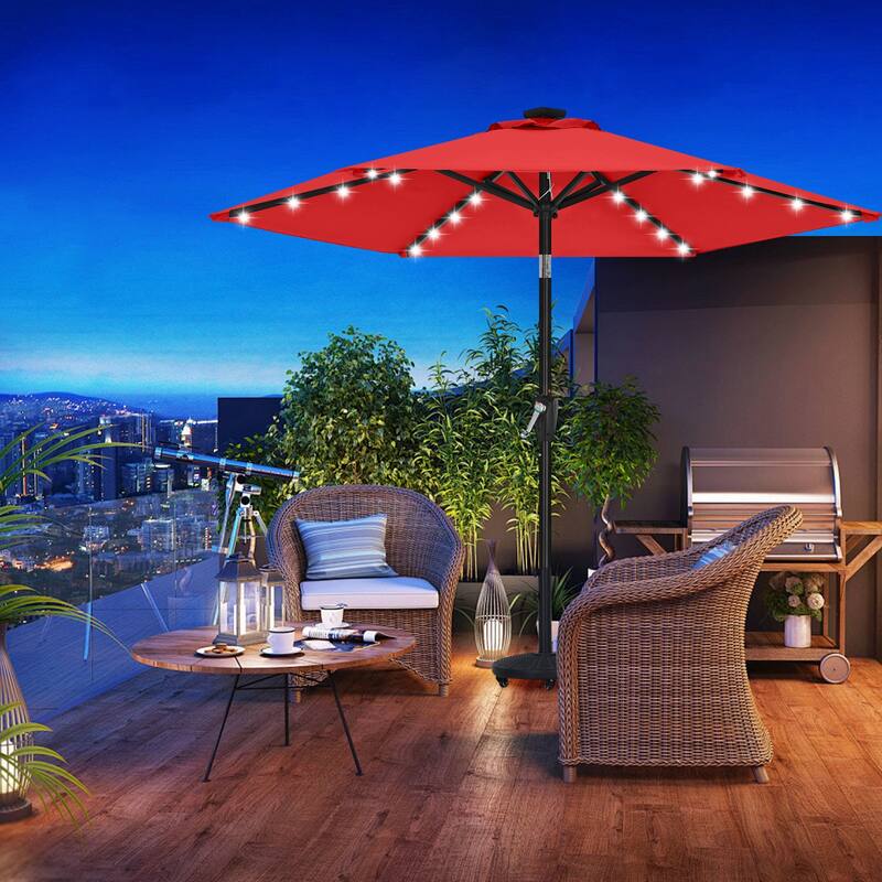ABCCANOPY 7.5FT Outdoor Patio Solar Umbrella with 24LED Lights