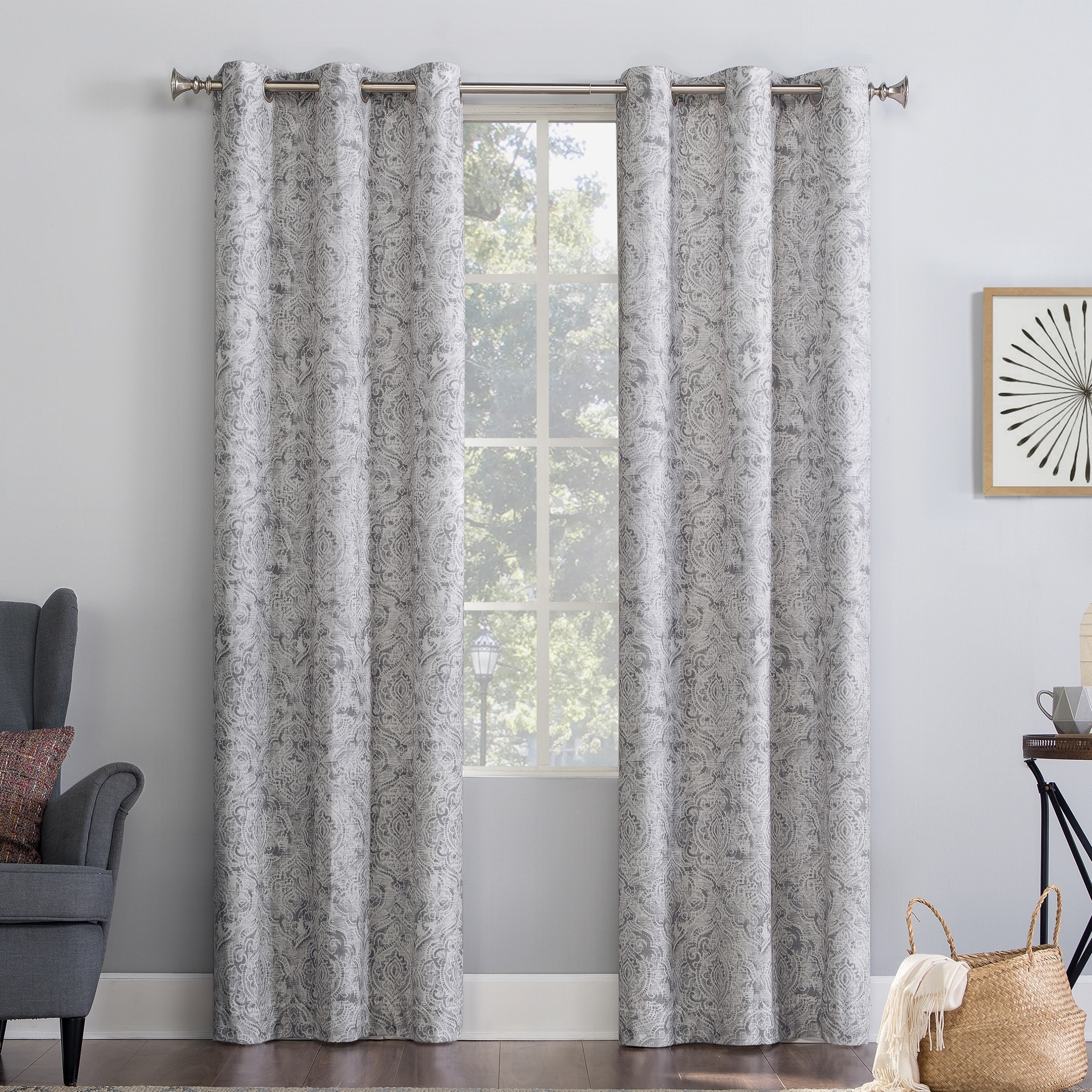 No. 918 Kenji Medallion Draft Shield Fleece Insulated Room Darkening Grommet Curtain Panel, Single Panel