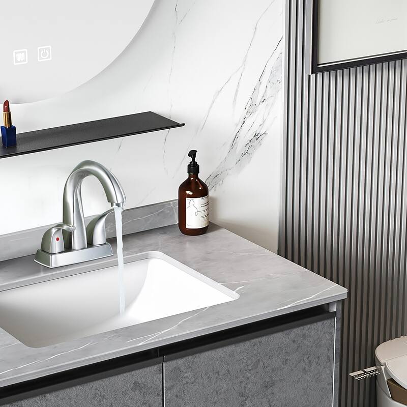 WOWOW 4 in. Centerset Double-Handle Bathroom Faucet with Pop Up Drain