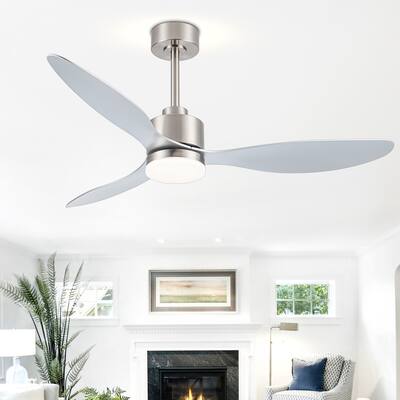 52 Inch Brushed Nickel LED Ceiling Fan with Lights and Remote(3-Blade)