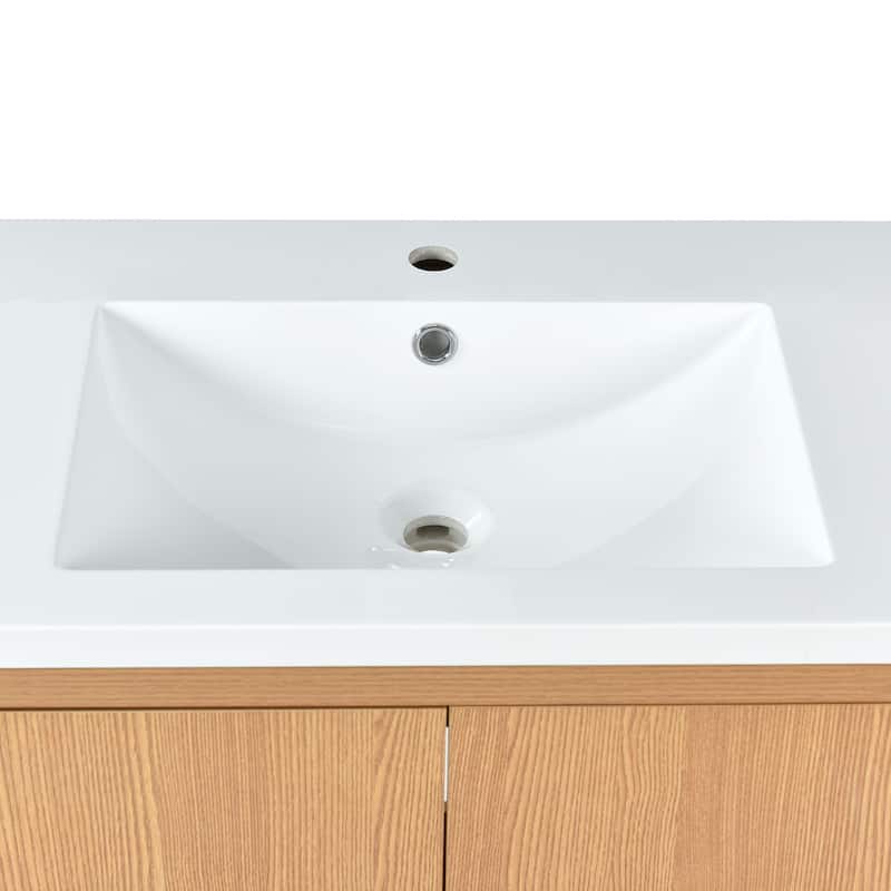 2-Piece Bathroom Vanity Set with Resin Sink, Freestanding Double Sink Bathroom Storage Cabinet, Solid Wood Frame