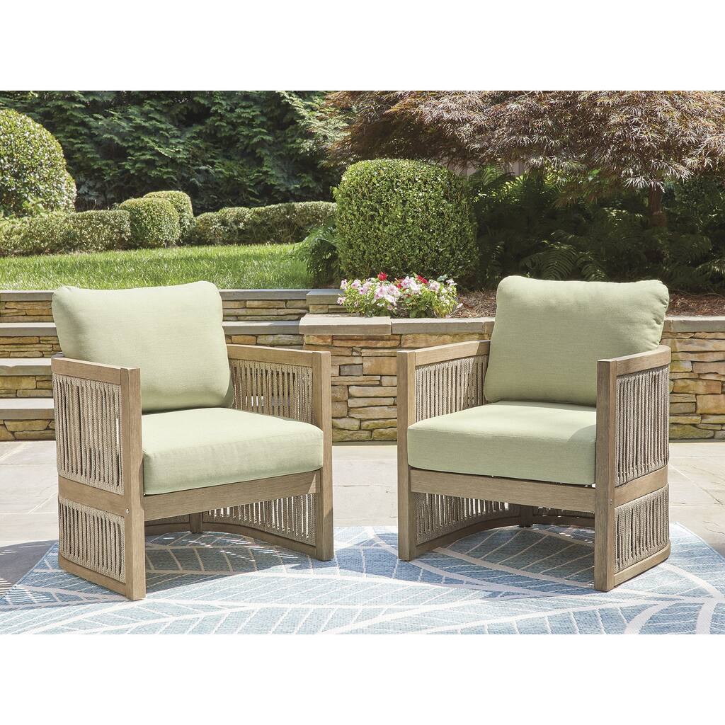 Signature Design by Ashley Moondance Green/Brown Outdoor Lounge Chair (Set of 2) - 28" W x 30" D x 35" H