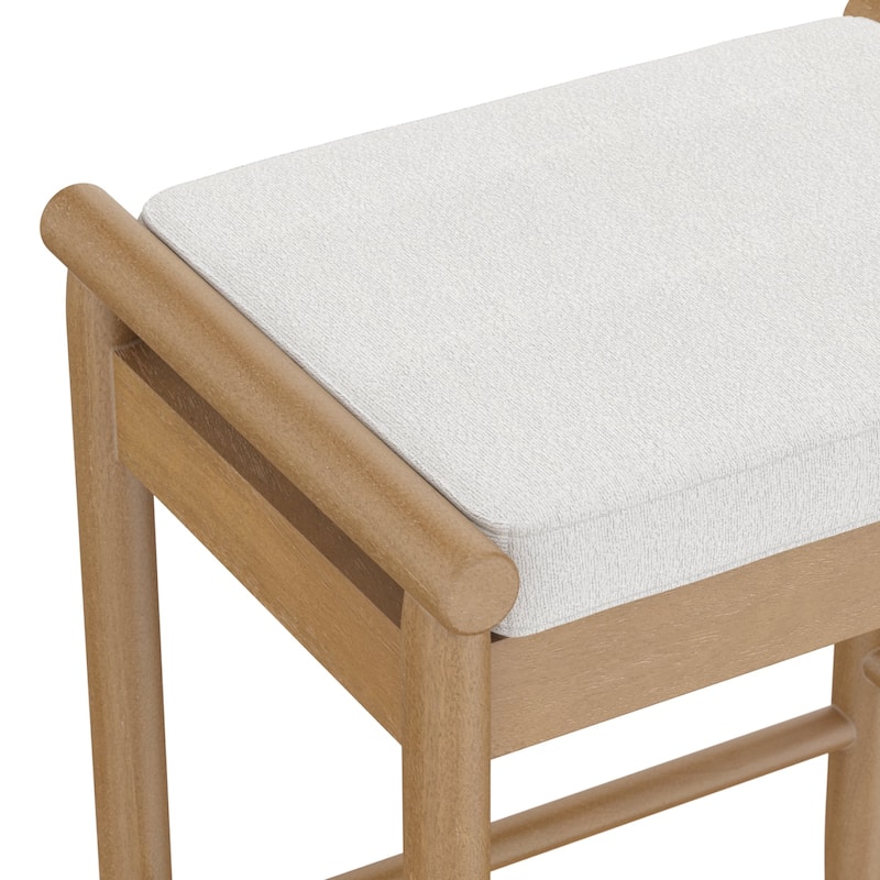 Kirsten Scandinavian Backless Wooden Bar Stool, Boucle Bar Stool with Tapered Solid Wood Legs