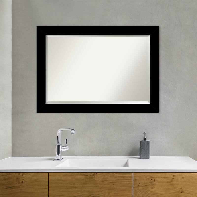 Basic Beveled Wood Framed Bathroom Vanity Wall Mirror