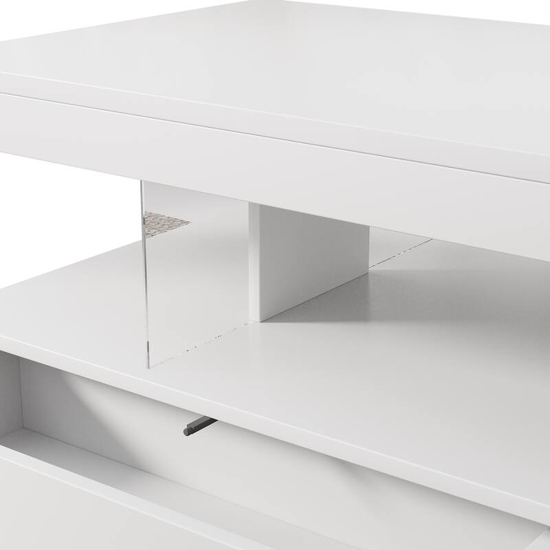 LED Storage Coffee Table with 2 Drawers and Shelves