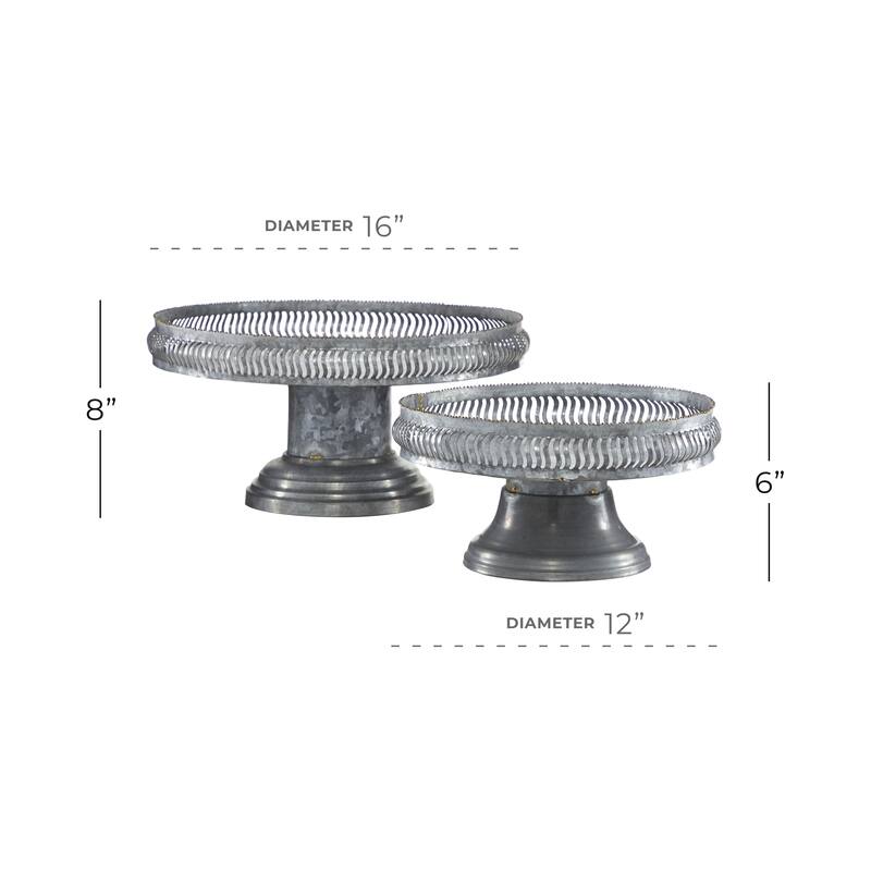 Metal Galvanized Cake Stand - Set of 2 Gray - Roche River Decor