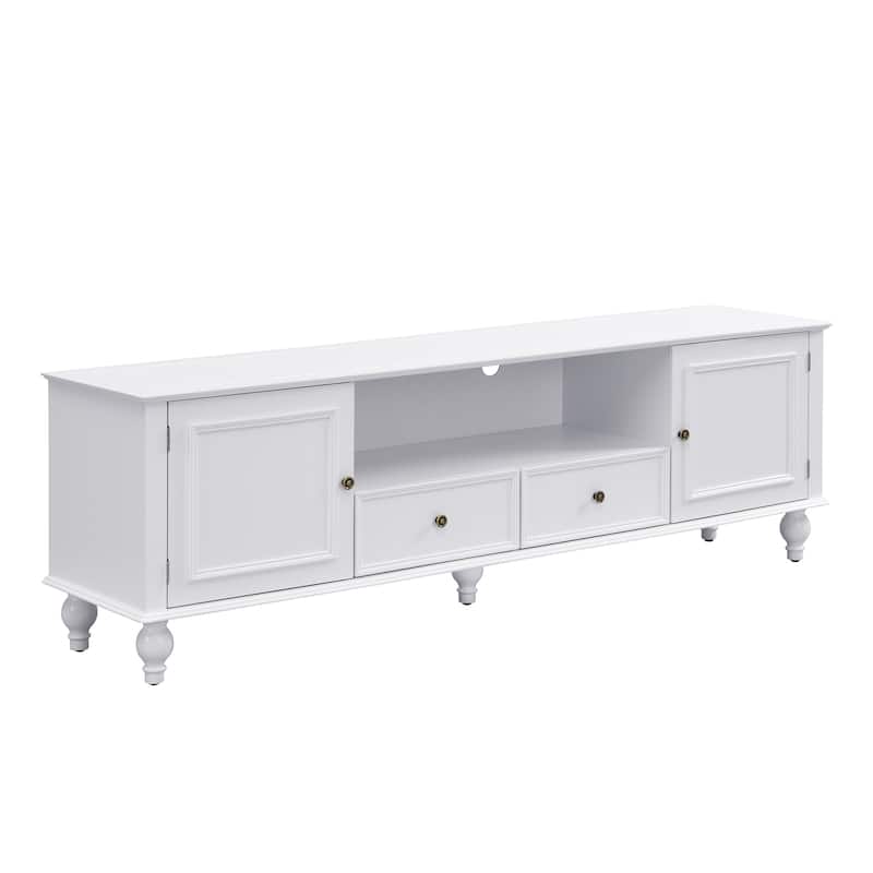 70.9''TV Stand for TVs up to 80 InchesOpen Compartment,TV Storage Cabinet with 2 Drawers,2 Cabinets and 5 Solid Legs