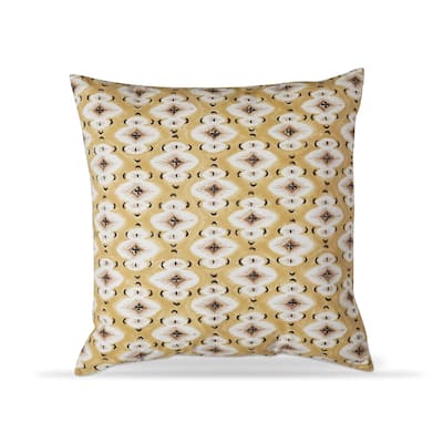 22"x22" Diamond Block Print Cotton Accent Decorative Throw Pillow Poly Filled Removable Insert Square Yellow - 22 x 22